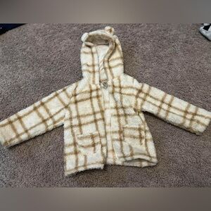 Plaid Fuzzy Hooded Jacket